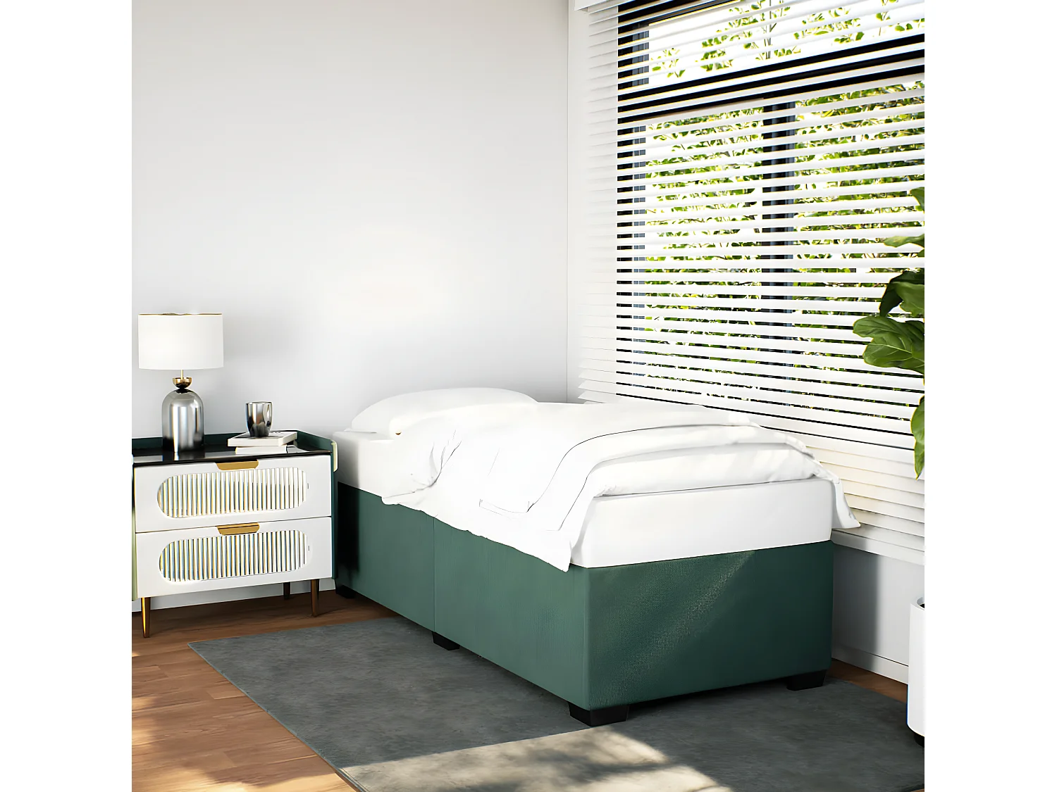Cadre de lit Vert foncé 100x200 cm Velours