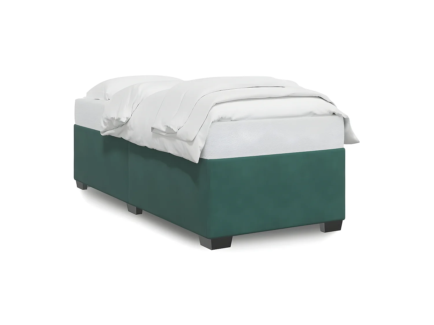 Estrutura de cama 100x200 cm veludo verde-escuro