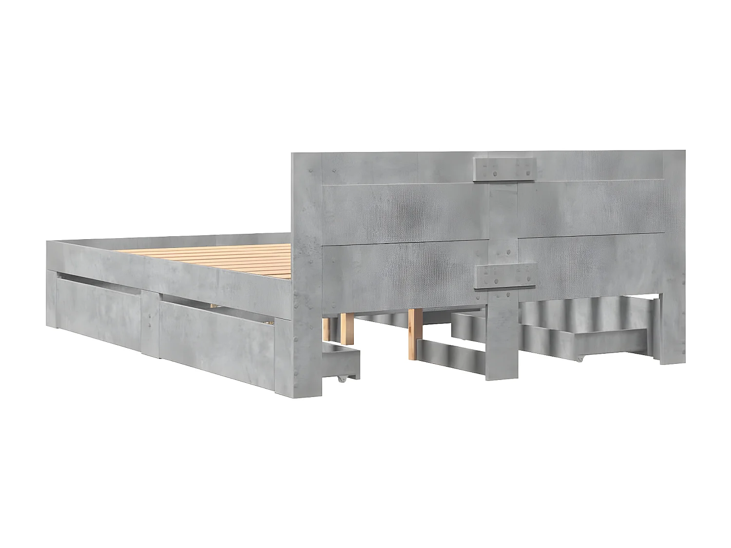 Estrutura de cama c/ cabeceira derivados madeira cinza-cimento