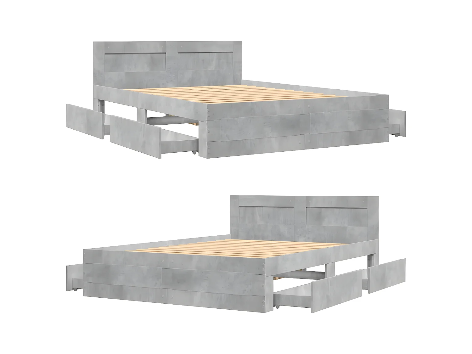 Estrutura de cama c/ cabeceira derivados madeira cinza-cimento