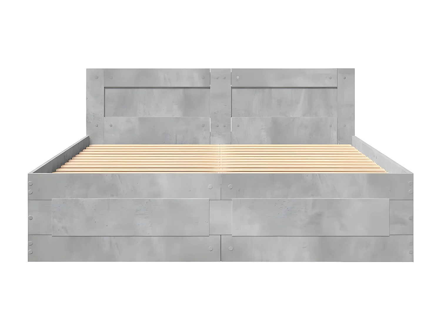 Cadre de lit avec tête de lit gris béton 120x200 cm