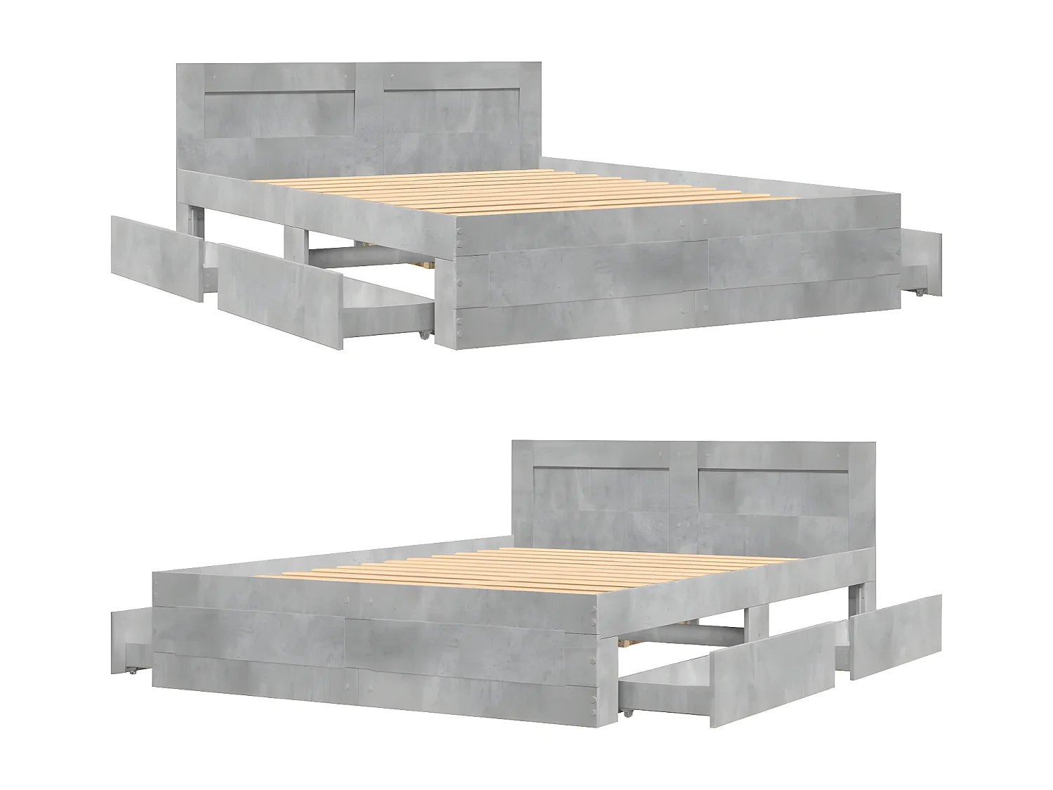 Cadre de lit avec tête de lit gris béton 120x200 cm