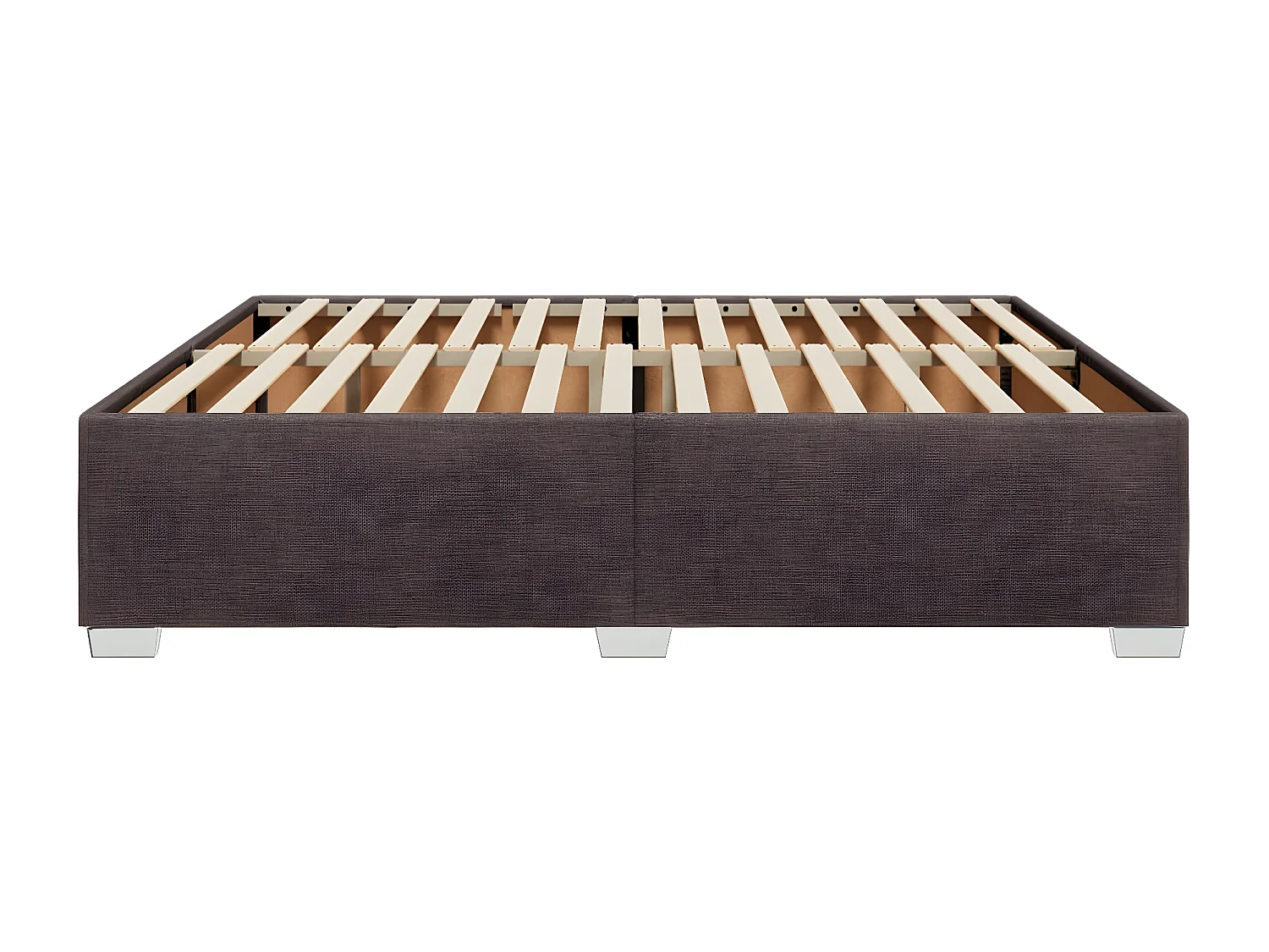 Estrutura de cama tecido castanho-escuro 200x200 cm