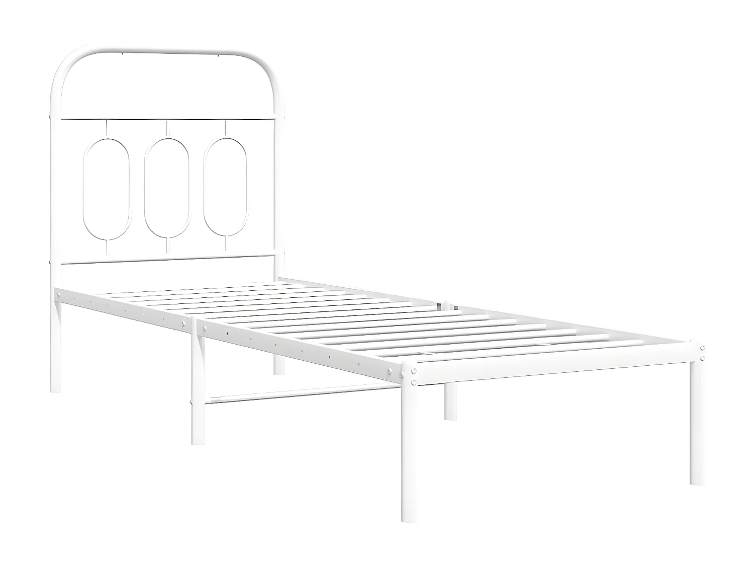Estructura de cama de metal con cabecero blanco 75x190 cm