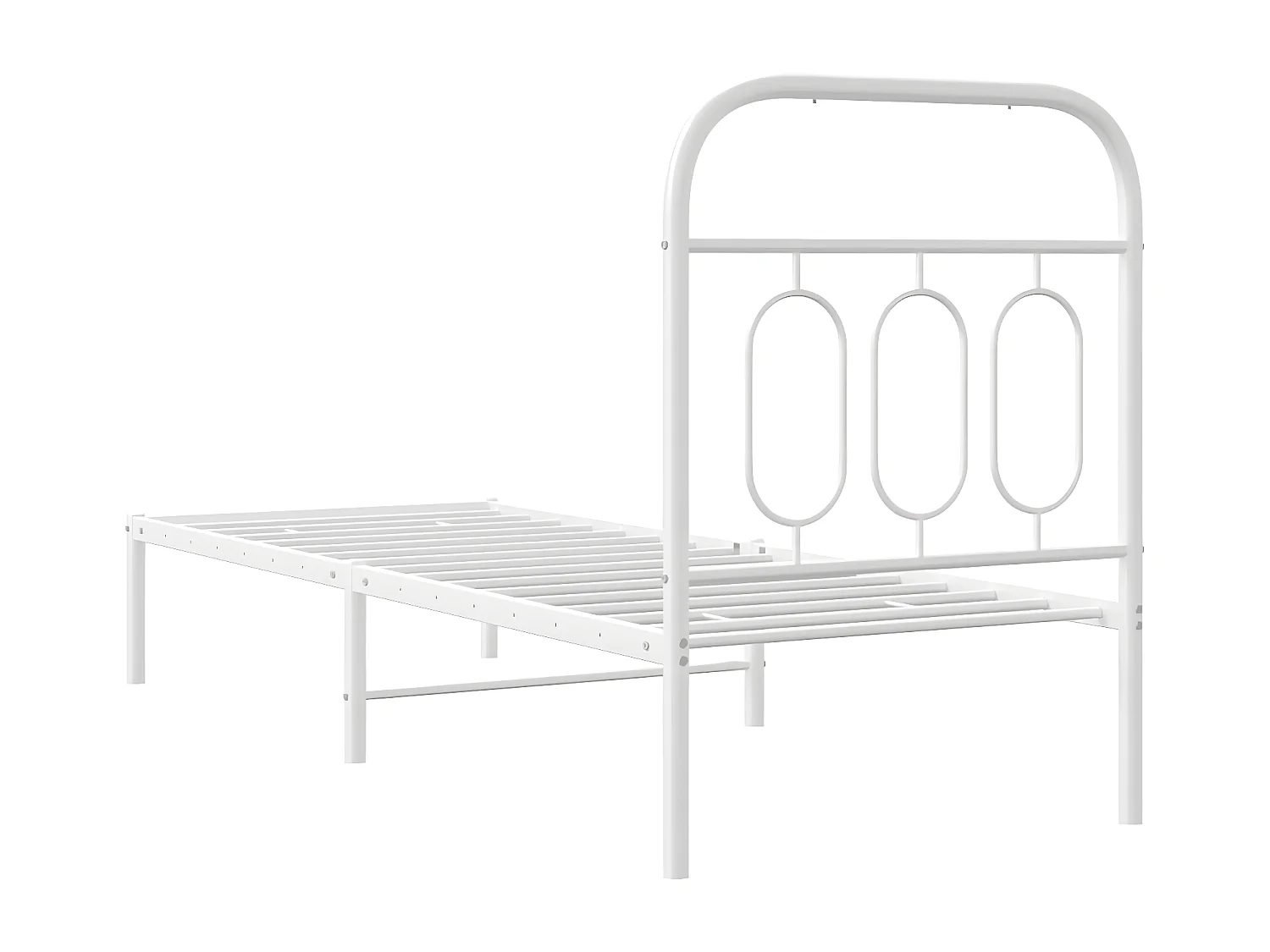 Estructura de cama de metal con cabecero blanco 75x190 cm