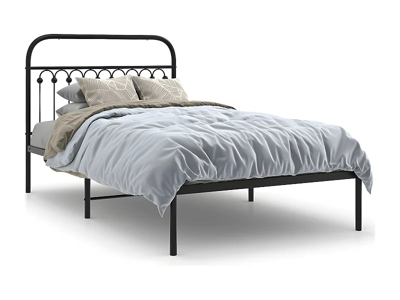 Estructura de cama con cabecero metal negro 107x203 cm