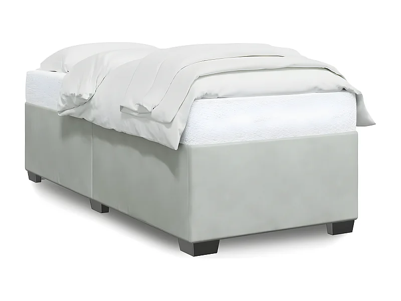 Estructura de cama de terciopelo gris claro 90x190 cm