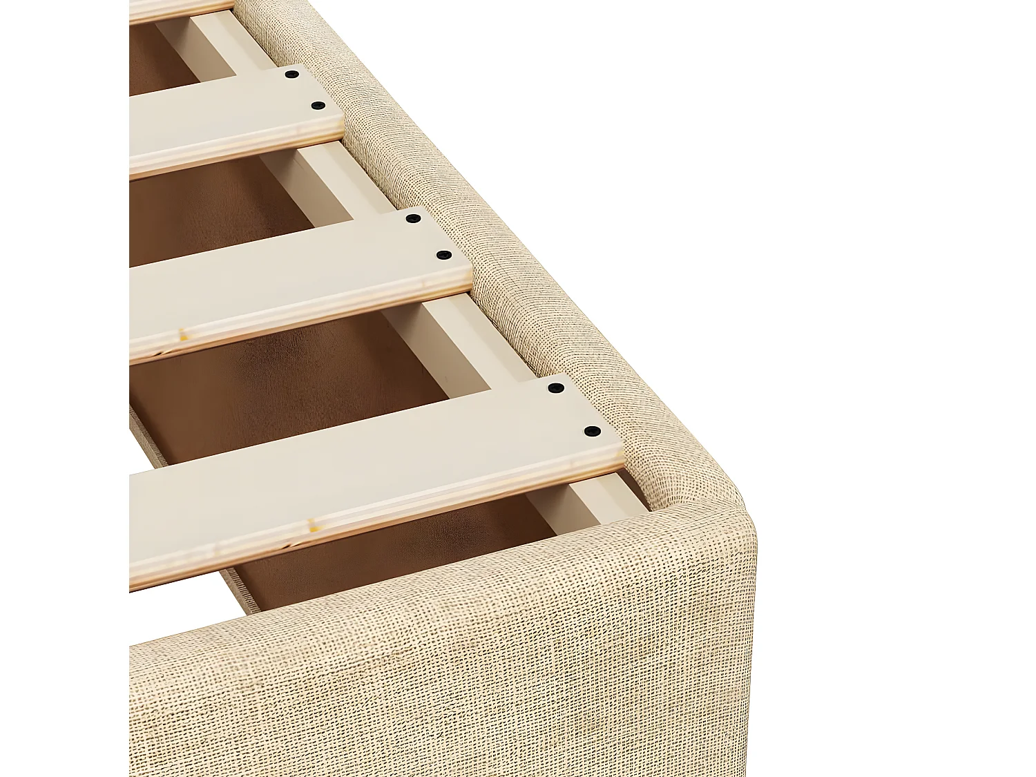 Estructura de cama tela crema 120x190 cm