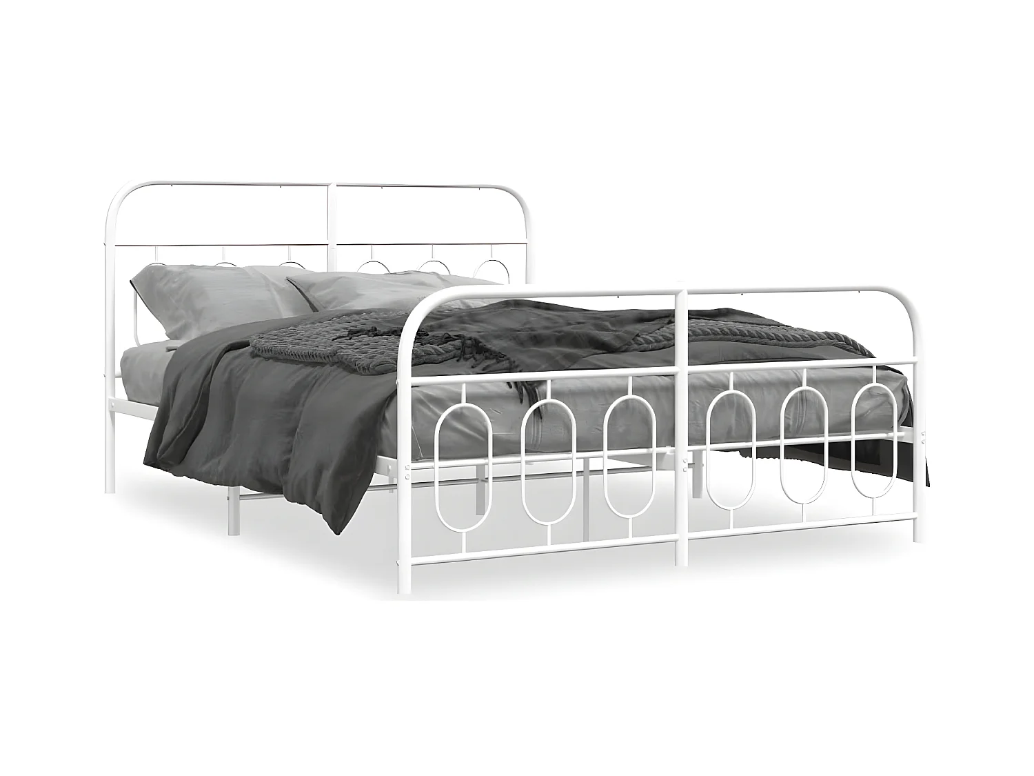 Estructura cama metal con cabecero y estribo blanco 150x200 cm