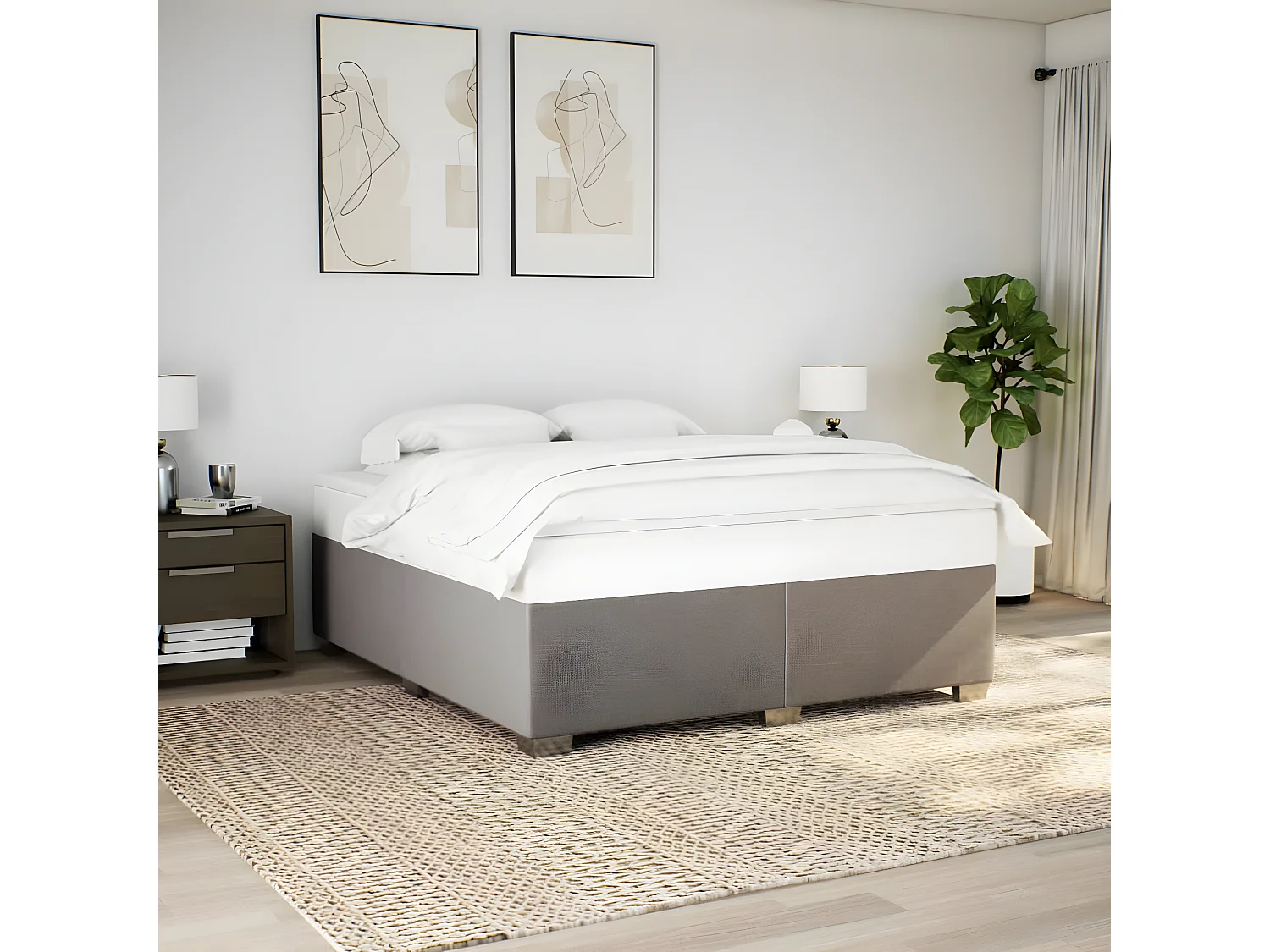 Cadre de lit Taupe 180x200 cm Tissu