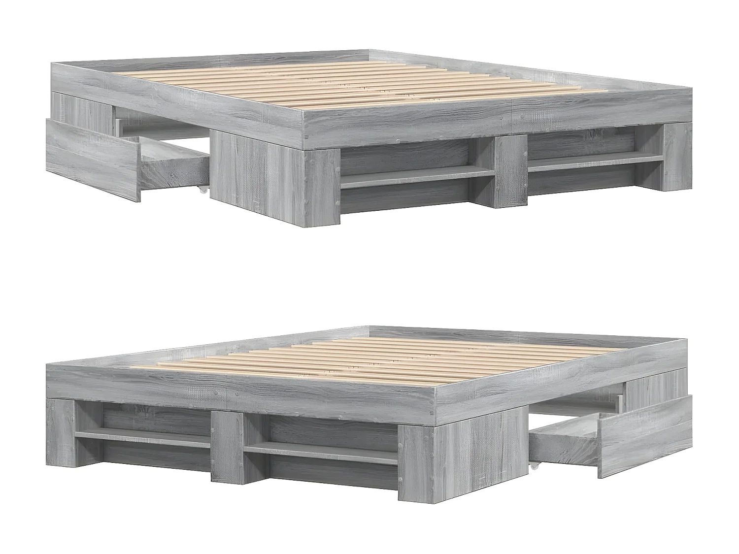 Estructura de cama madera de ingeniería gris Sonoma 140x190 cm