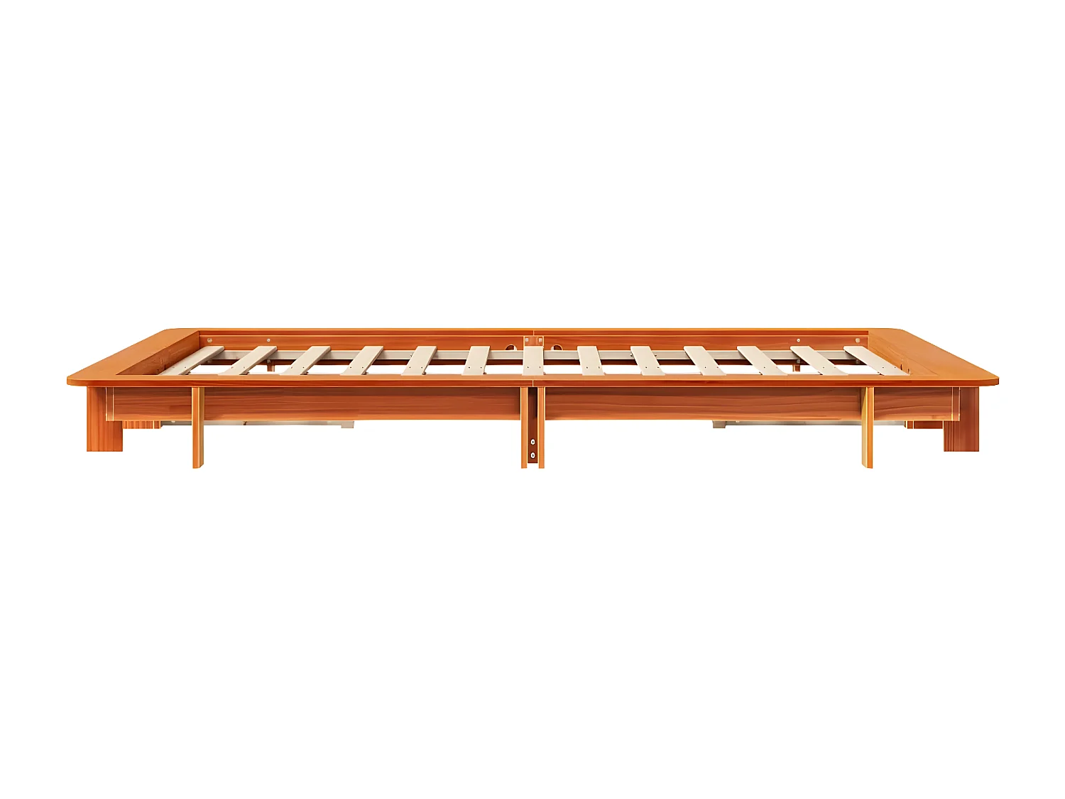 Cama sin colchón madera maciza de pino marrón cera 140x190 cm