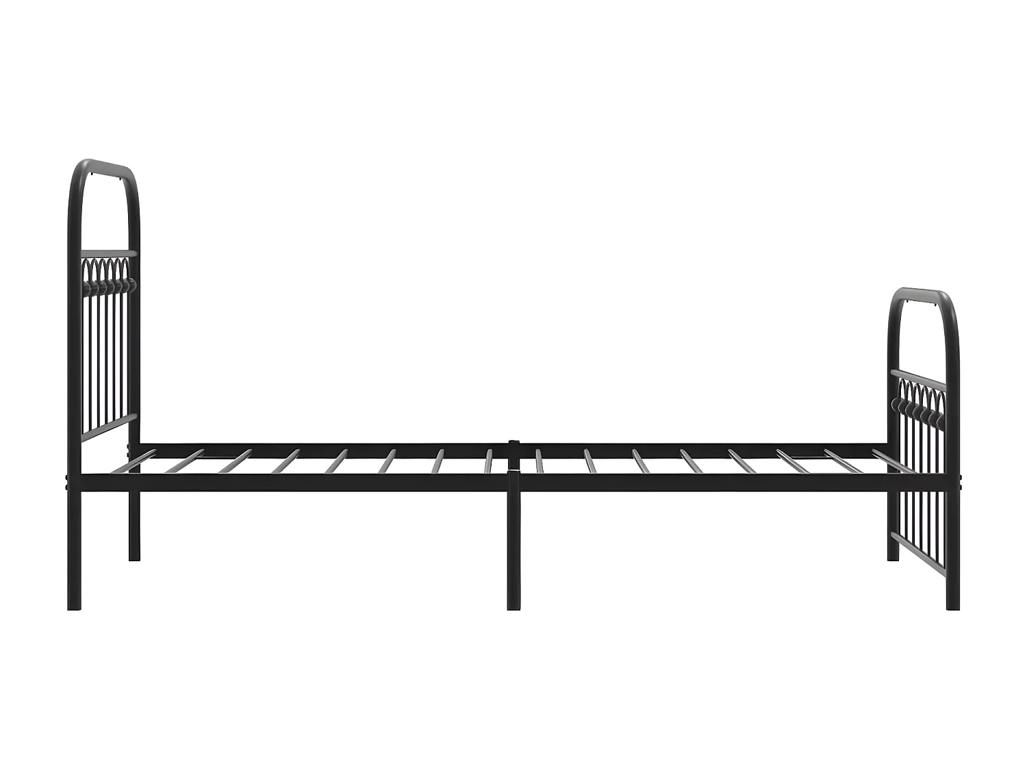 Estrutura de cama com cabeceira e pés 75x190 cm metal preto
