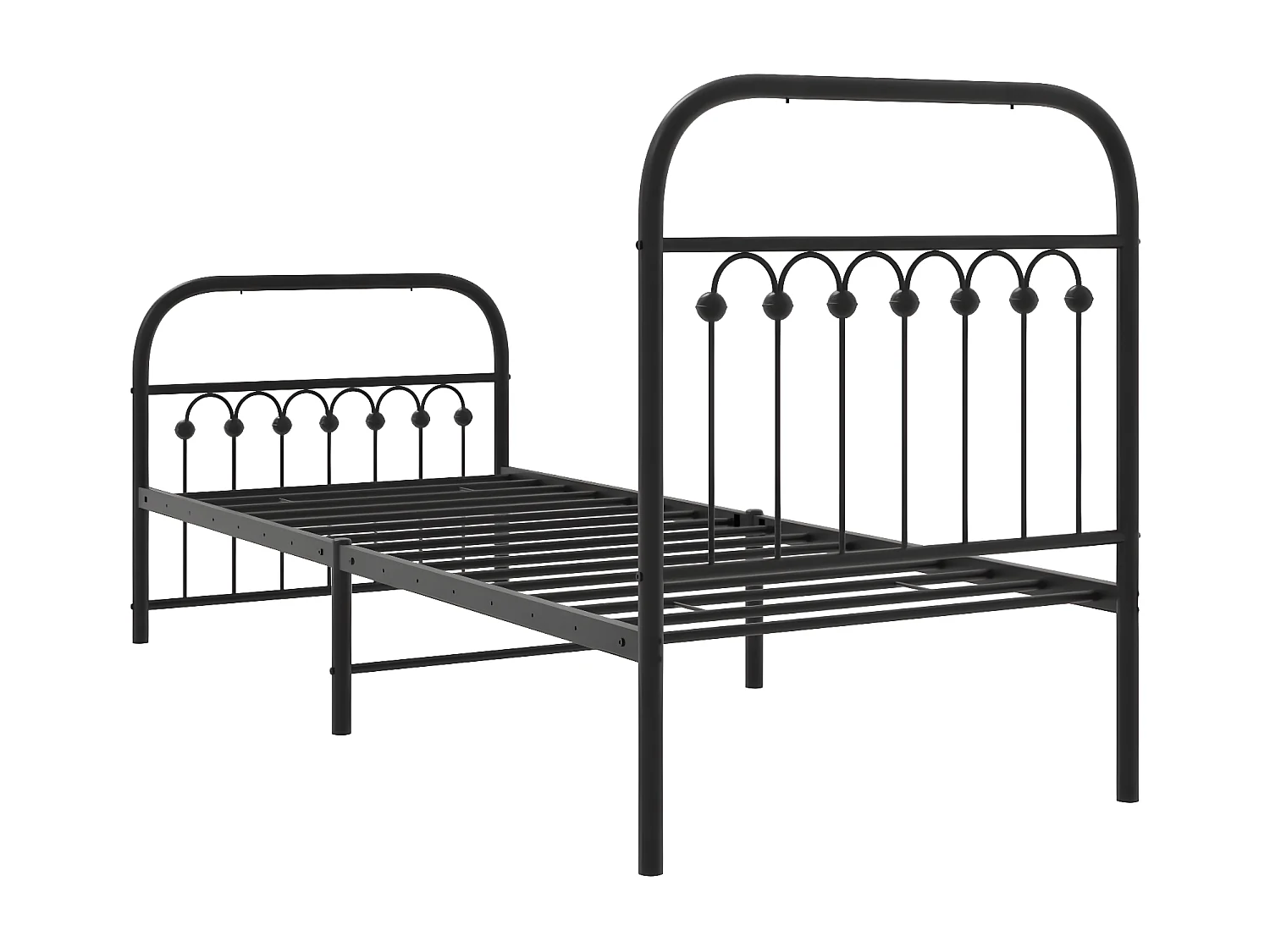 Estrutura de cama com cabeceira e pés 75x190 cm metal preto