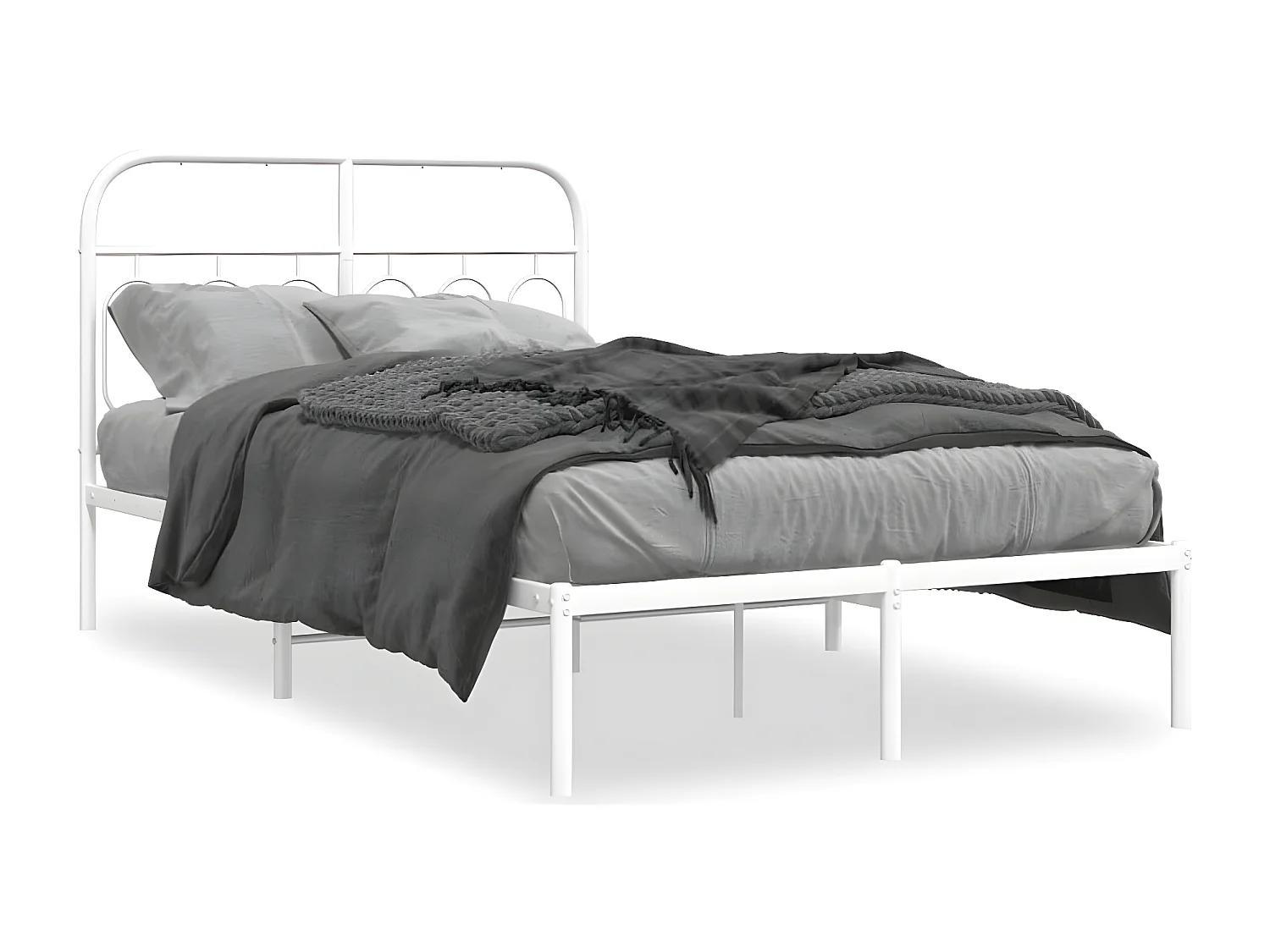 Cadre de lit métal avec tête de lit blanc 120x190 cm