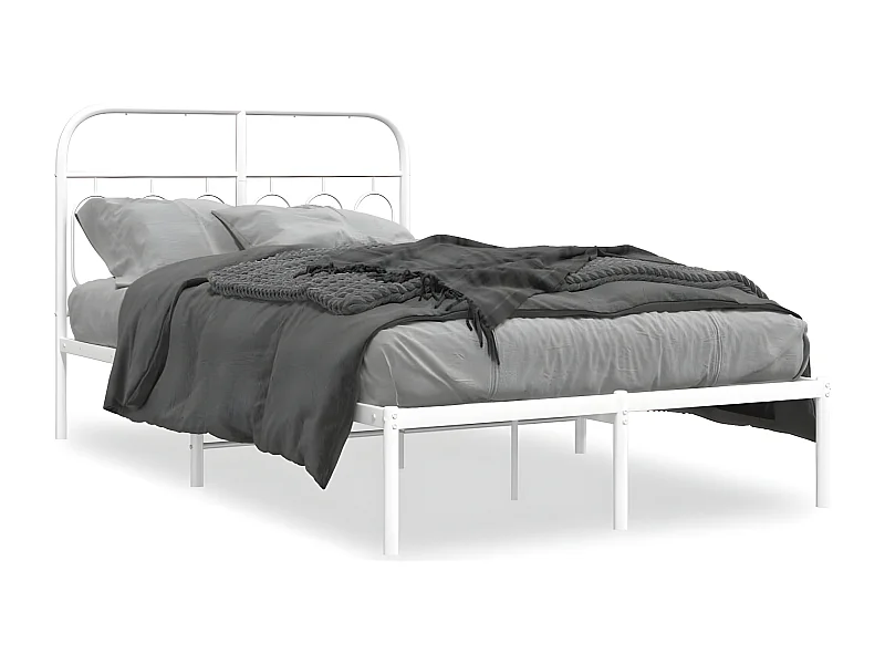 Estrutura de cama com cabeceira 120x190 cm metal branco