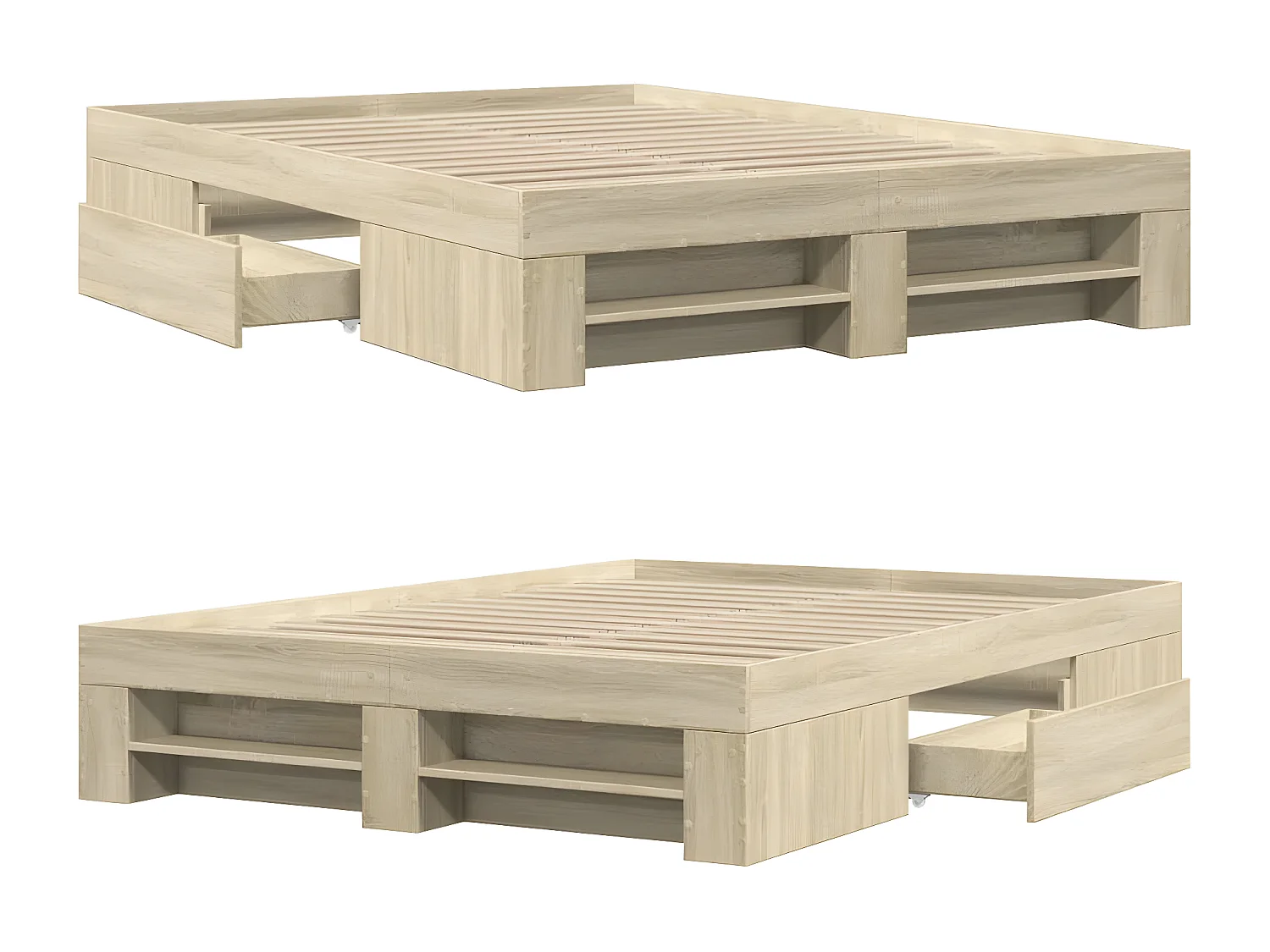 Estrutura de cama 120x200 cm derivados madeira carvalho sonoma