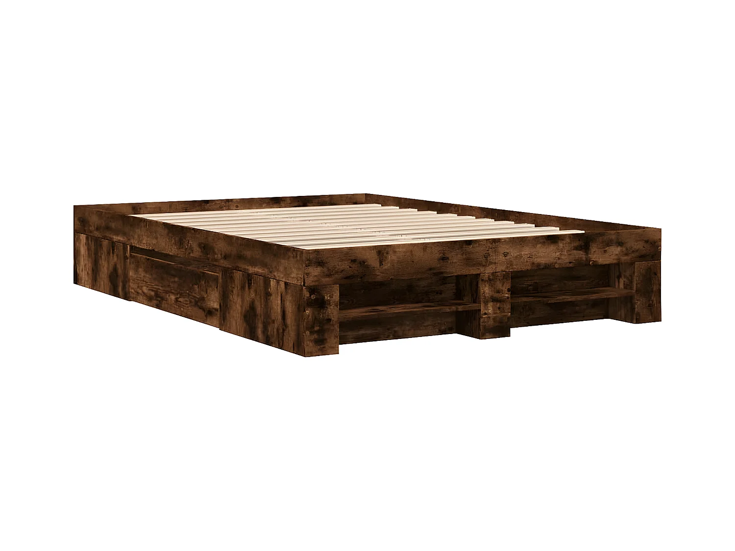 Cadre de lit chêne fumé 120x200 cm bois d'ingénierie