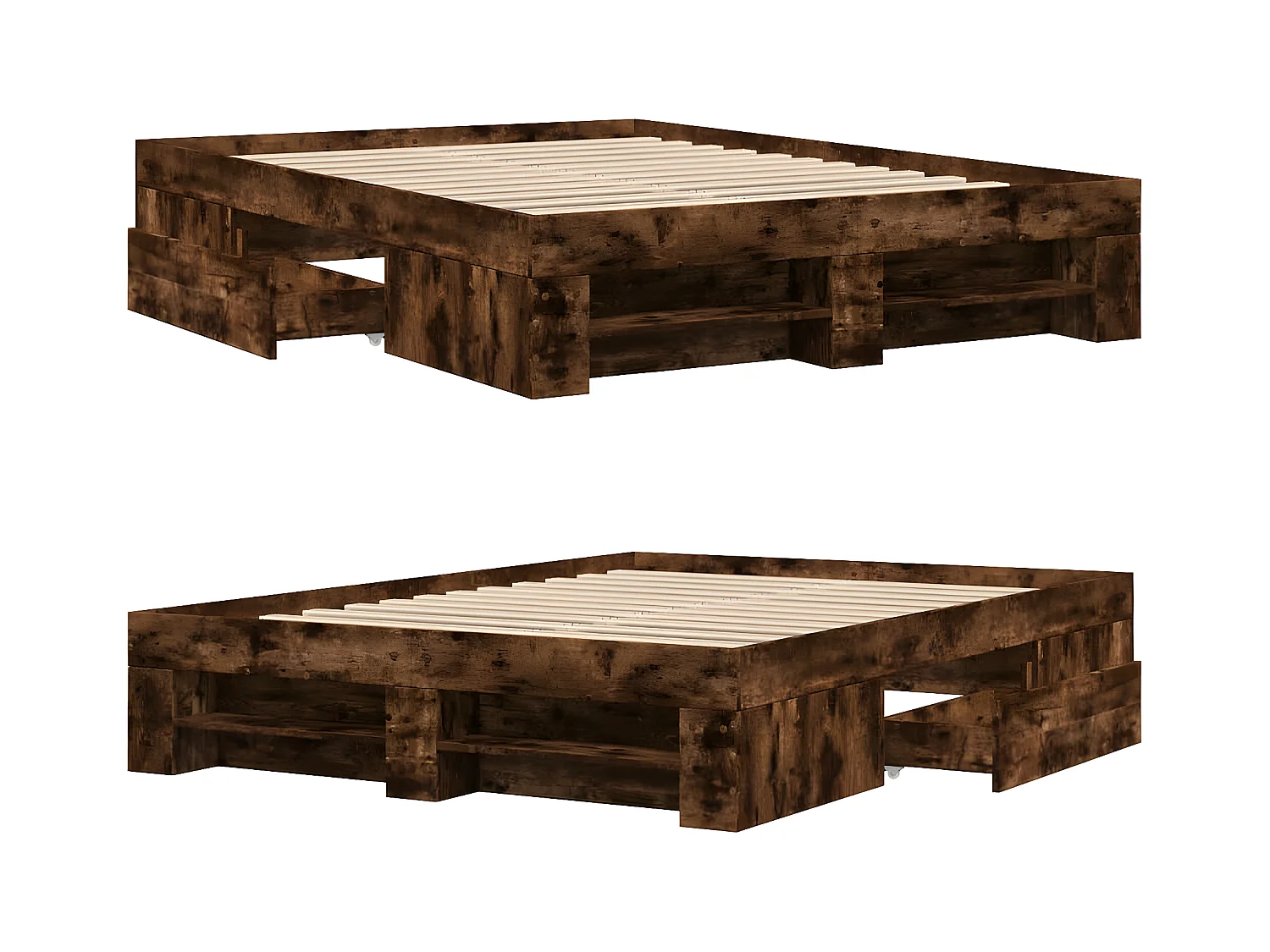 Cadre de lit chêne fumé 120x200 cm bois d'ingénierie