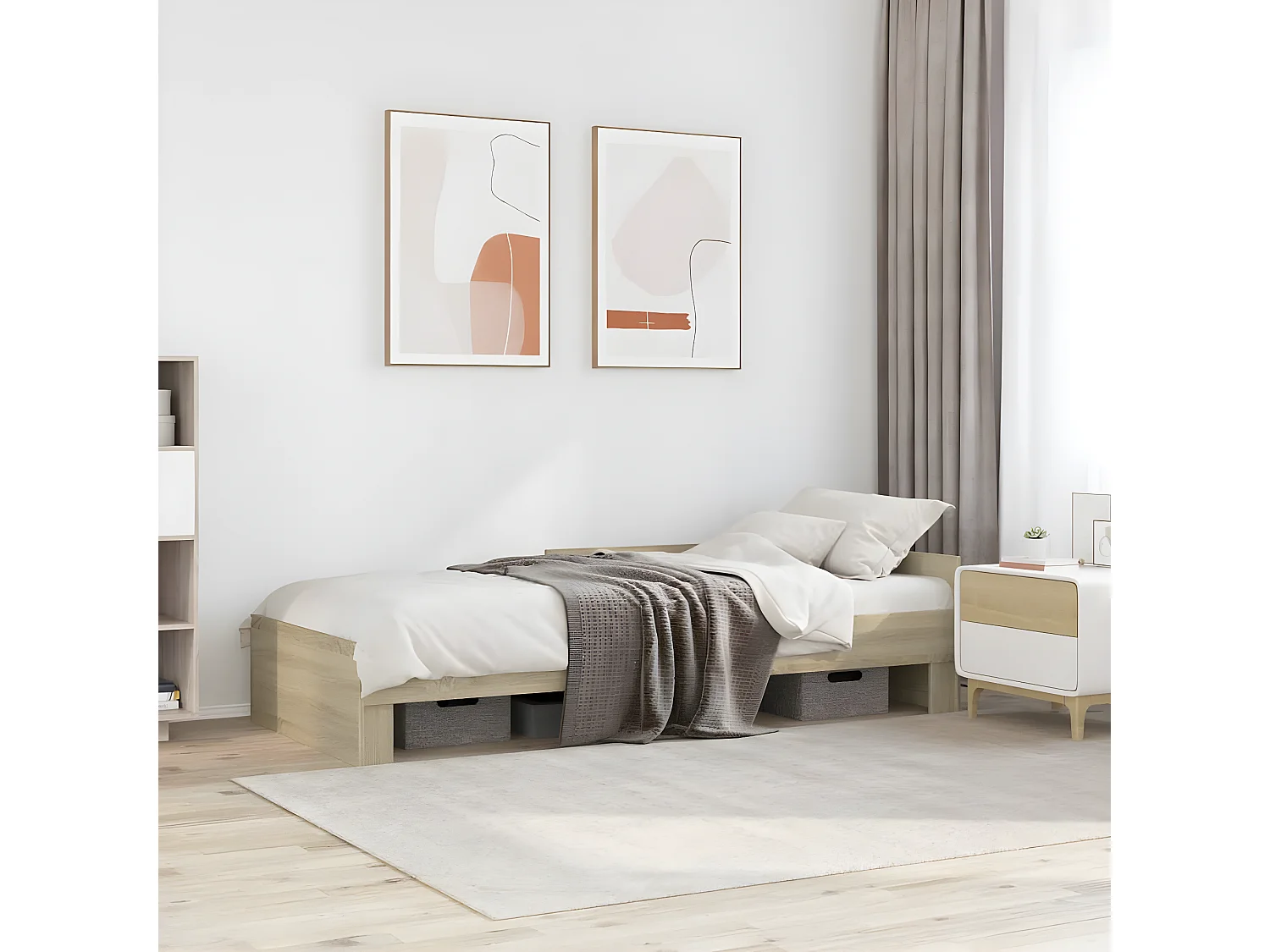 Estructura de cama madera de ingeniería roble Sonoma 75x190 cm