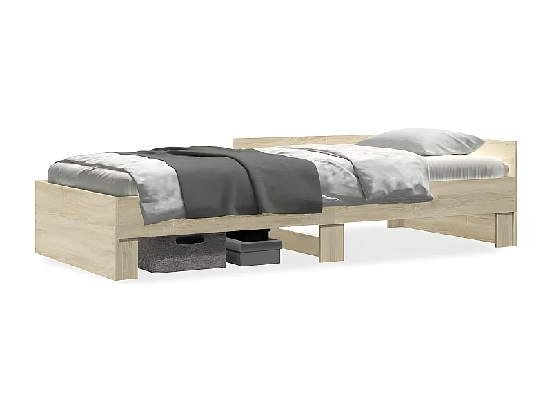 Estrutura de cama 75x190cm derivados de madeira carvalho sonoma