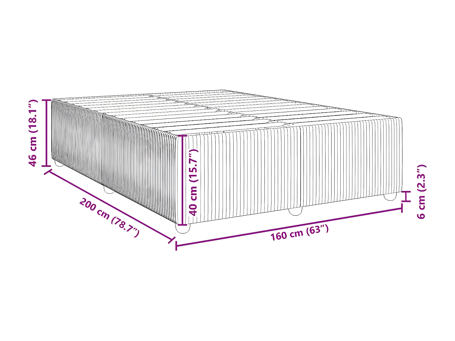 Estructura de cama de terciopelo gris claro 160x200 cm