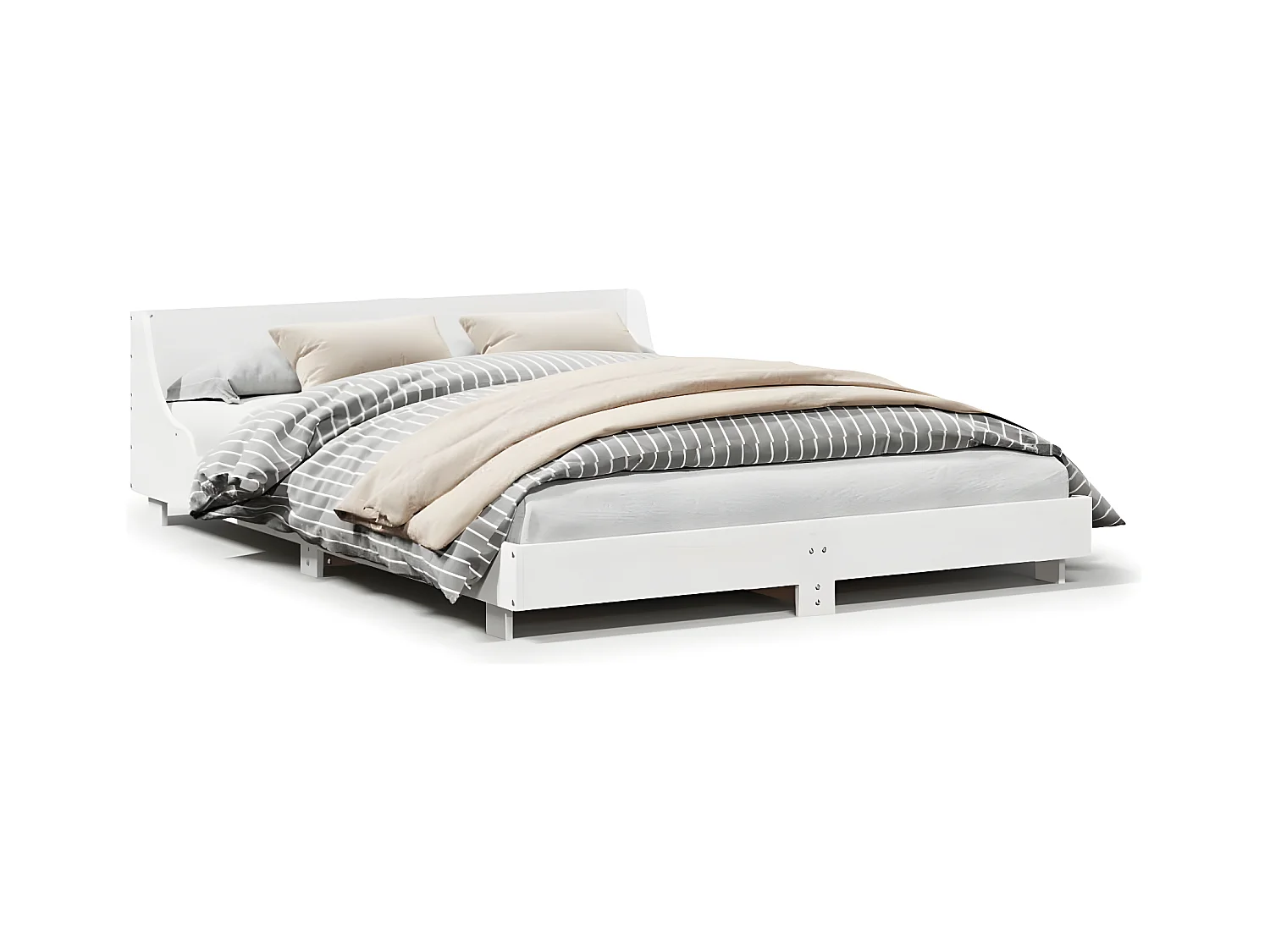 Cama sem colchão 160x200 cm madeira de pinho maciça branco