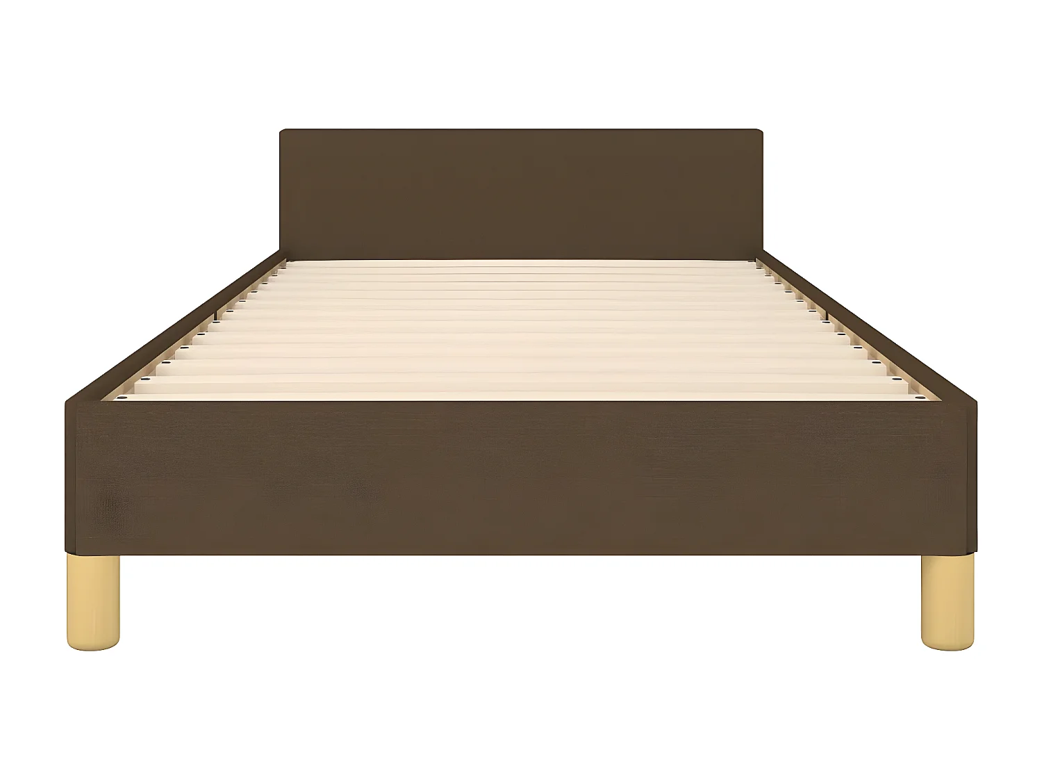 Estructura de cama con cabecero de tela marrón oscuro 90x200 cm