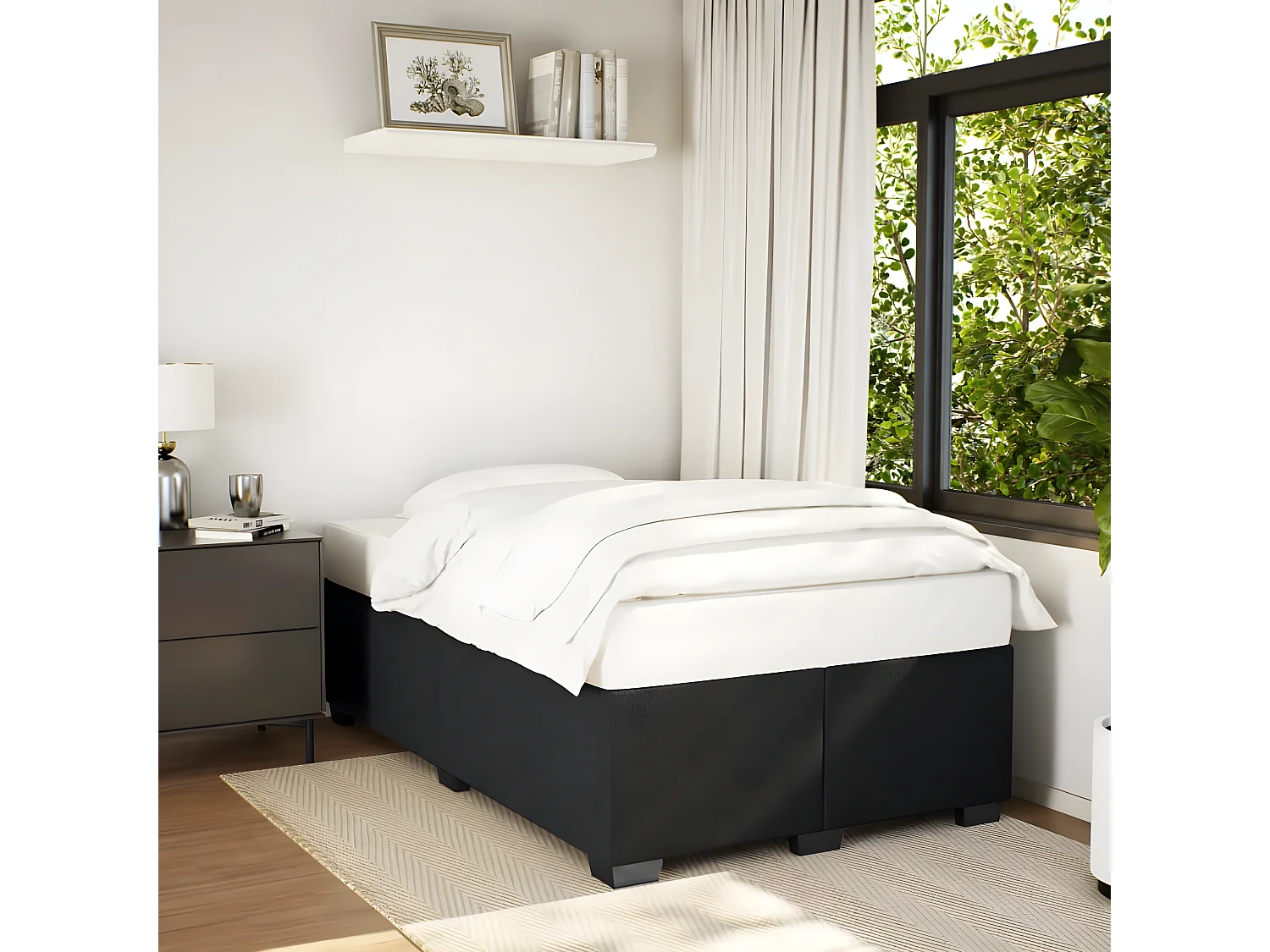 Estrutura de cama 120x190 cm veludo preto