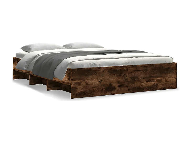 Estructura de cama madera de ingeniería roble ahumado 160x200cm