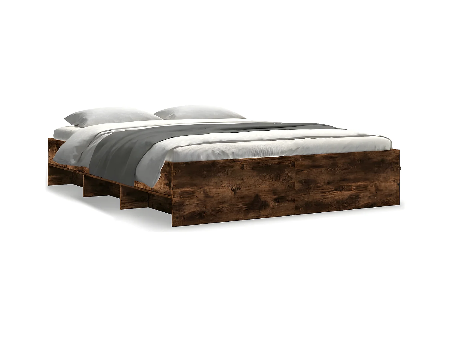 Cadre de lit chêne fumé 160x200 cm bois d'ingénierie