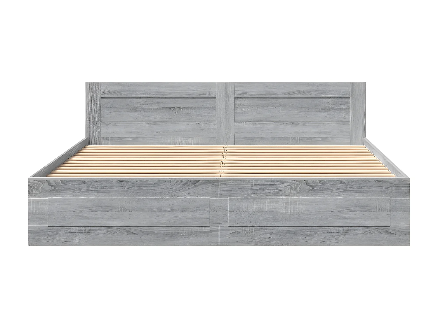 Estrutura de cama c/ cabeceira derivados madeira cinza sonoma