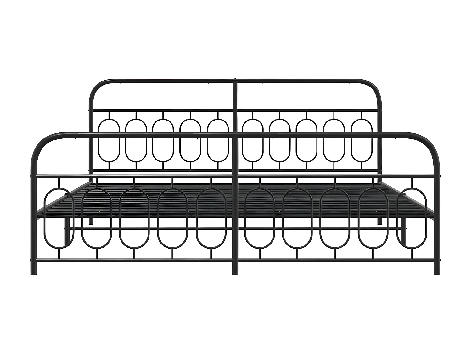 Estrutura de cama com cabeceira e pés 200x200 cm metal preto
