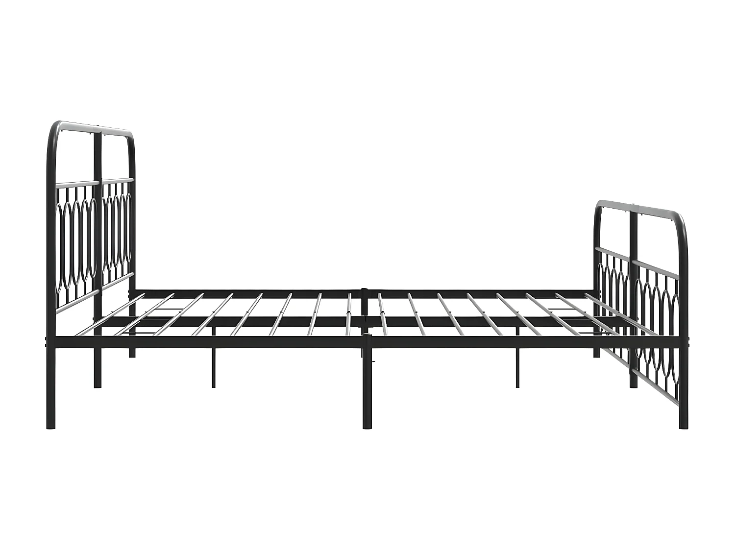 Estrutura de cama com cabeceira e pés 200x200 cm metal preto
