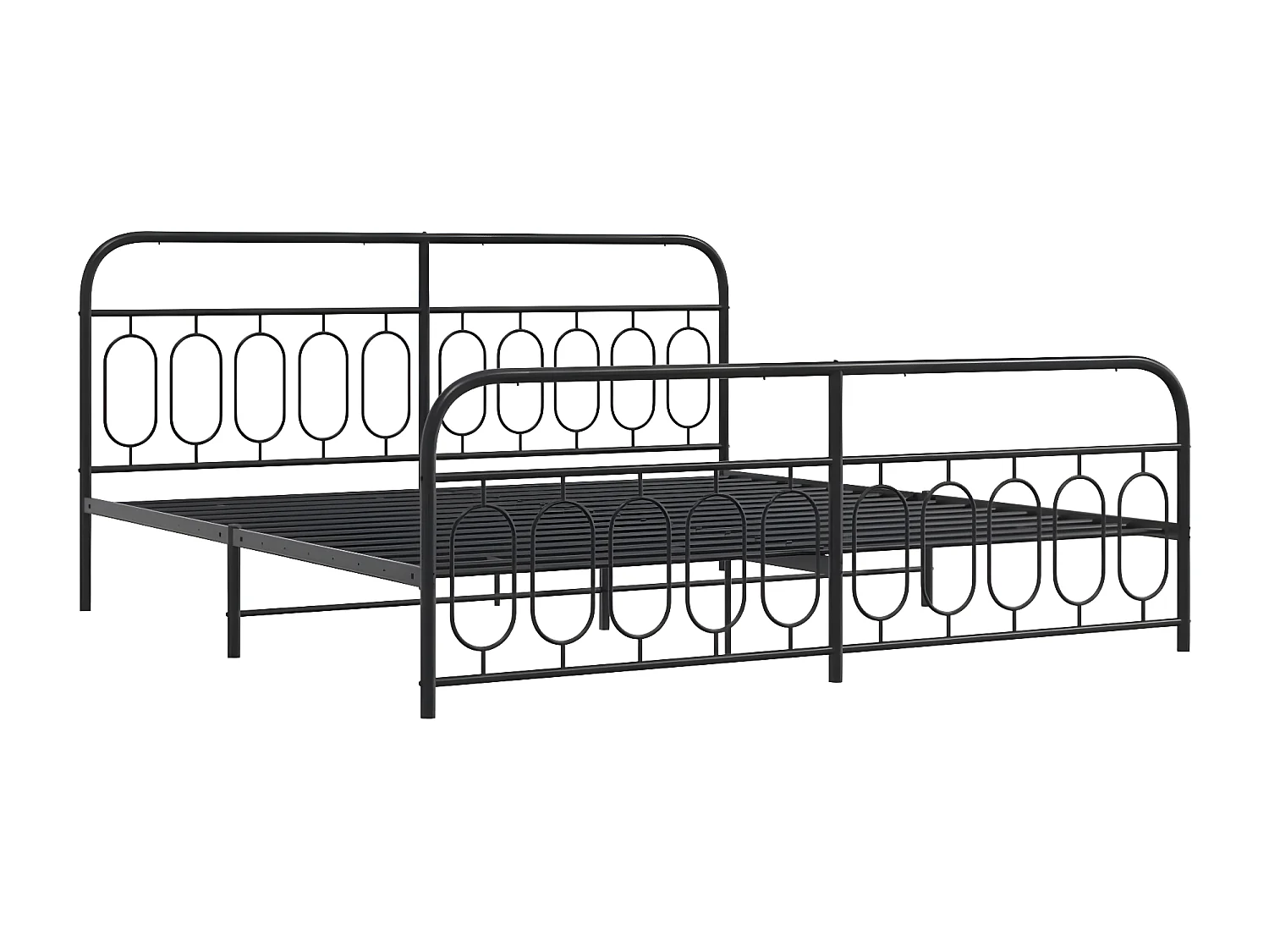 Estrutura de cama com cabeceira e pés 200x200 cm metal preto
