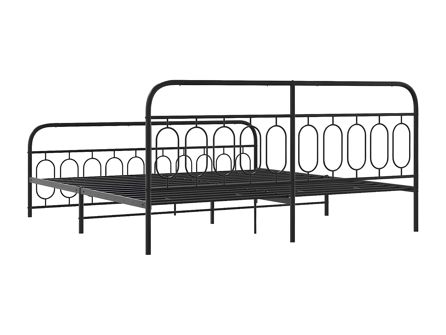 Estrutura de cama com cabeceira e pés 200x200 cm metal preto