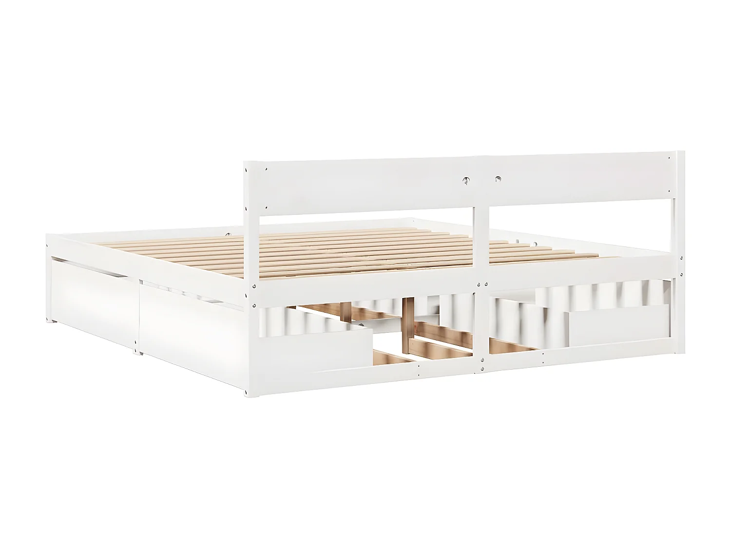 Cadre de lit avec tiroirs blanc 180x200 cm bois de pin massif