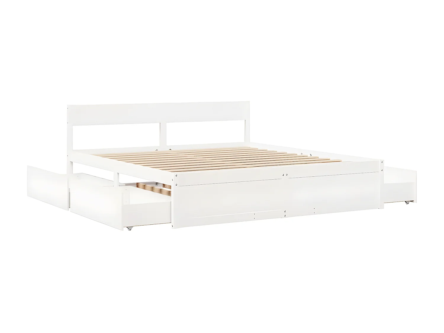 Cadre de lit avec tiroirs blanc 180x200 cm bois de pin massif