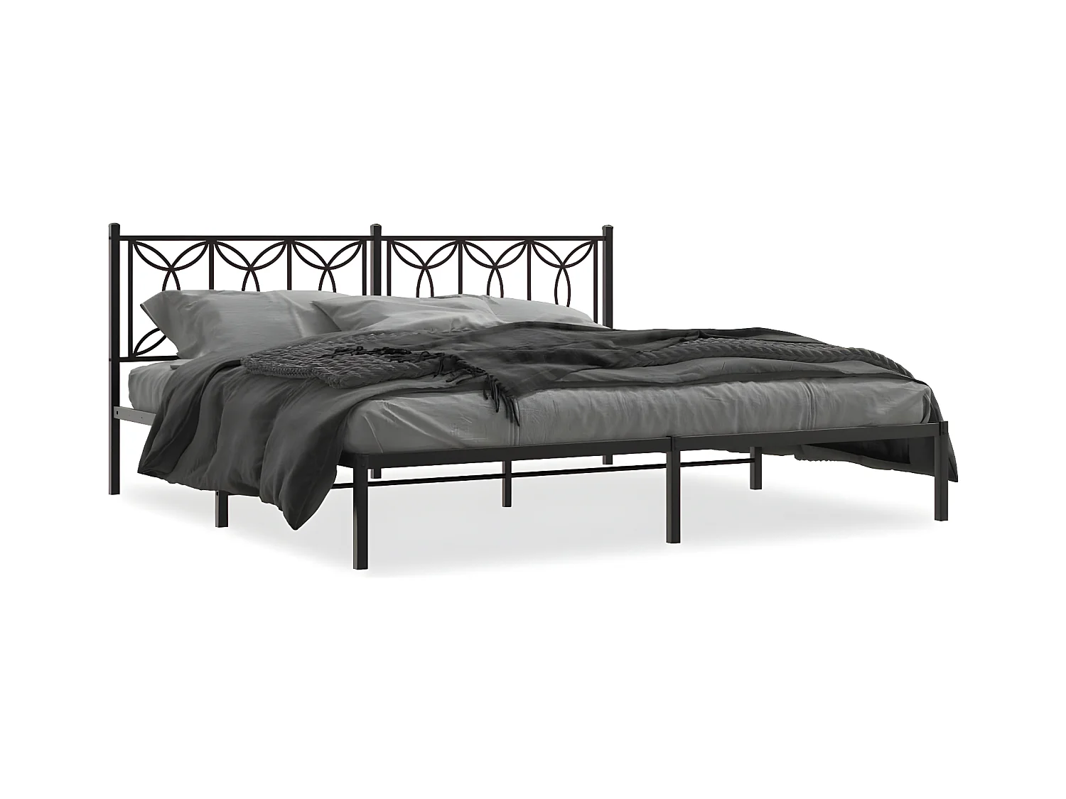 Estructura de cama con cabecero metal negro 193x203 cm