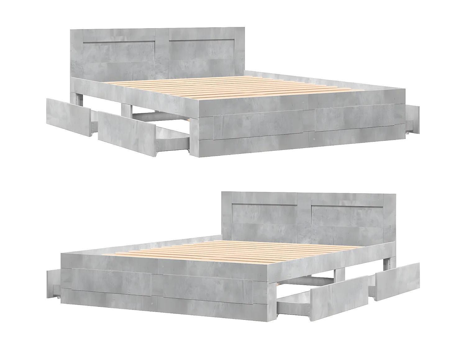 Estrutura de cama c/ cabeceira derivados madeira cinza-cimento