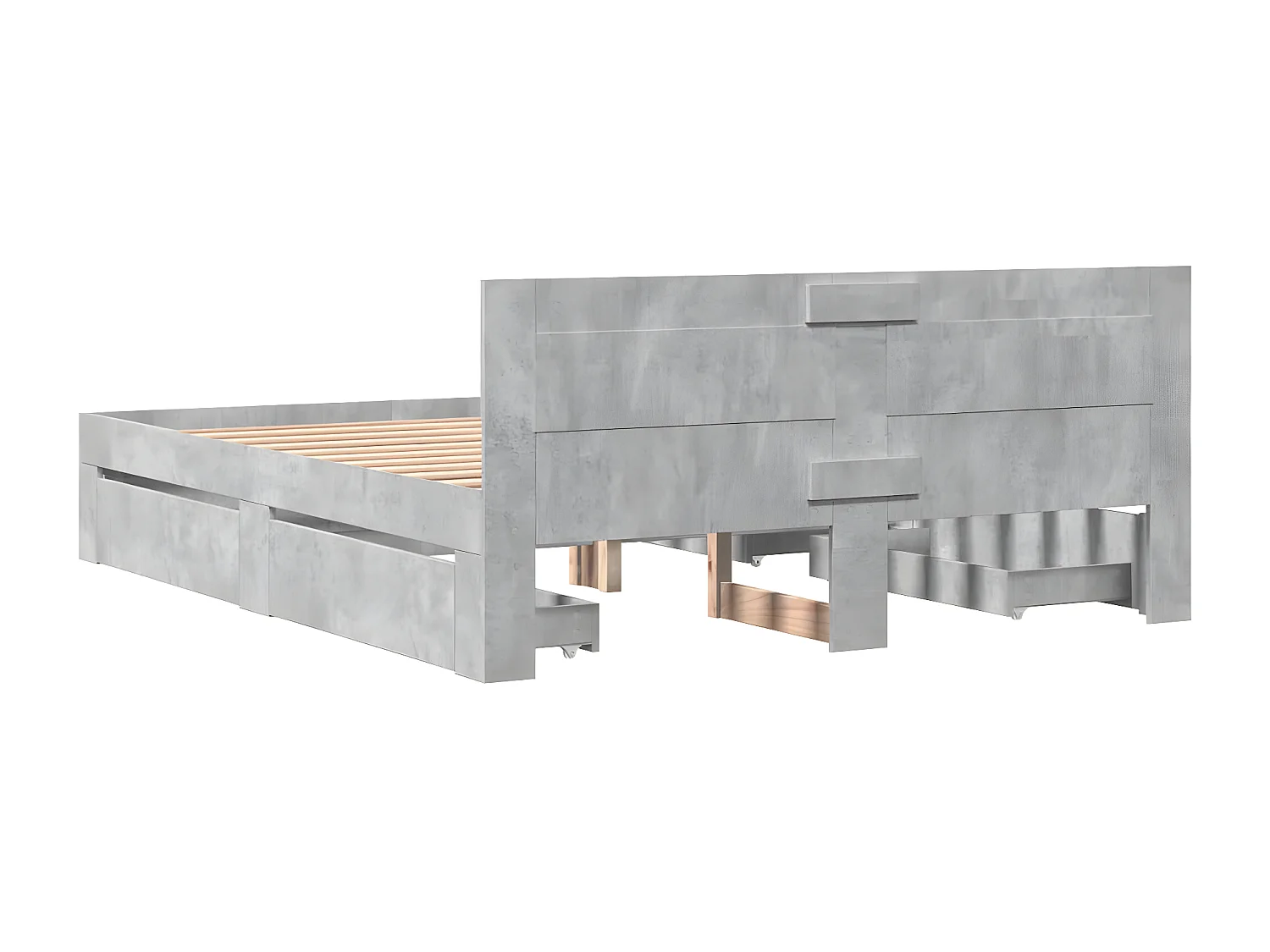 Cadre de lit avec tête de lit gris béton 160x200 cm