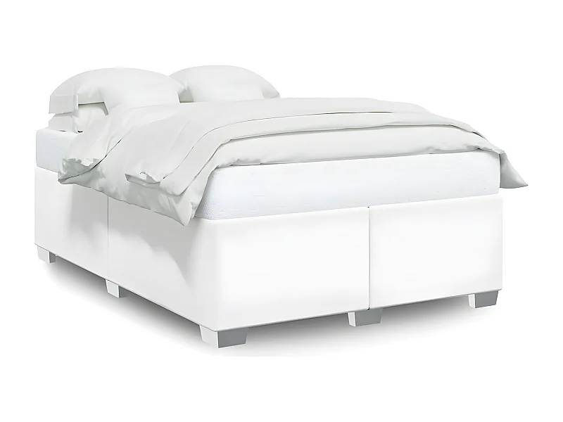 Estructura de cama de cuero sintético blanco 140x200 cm