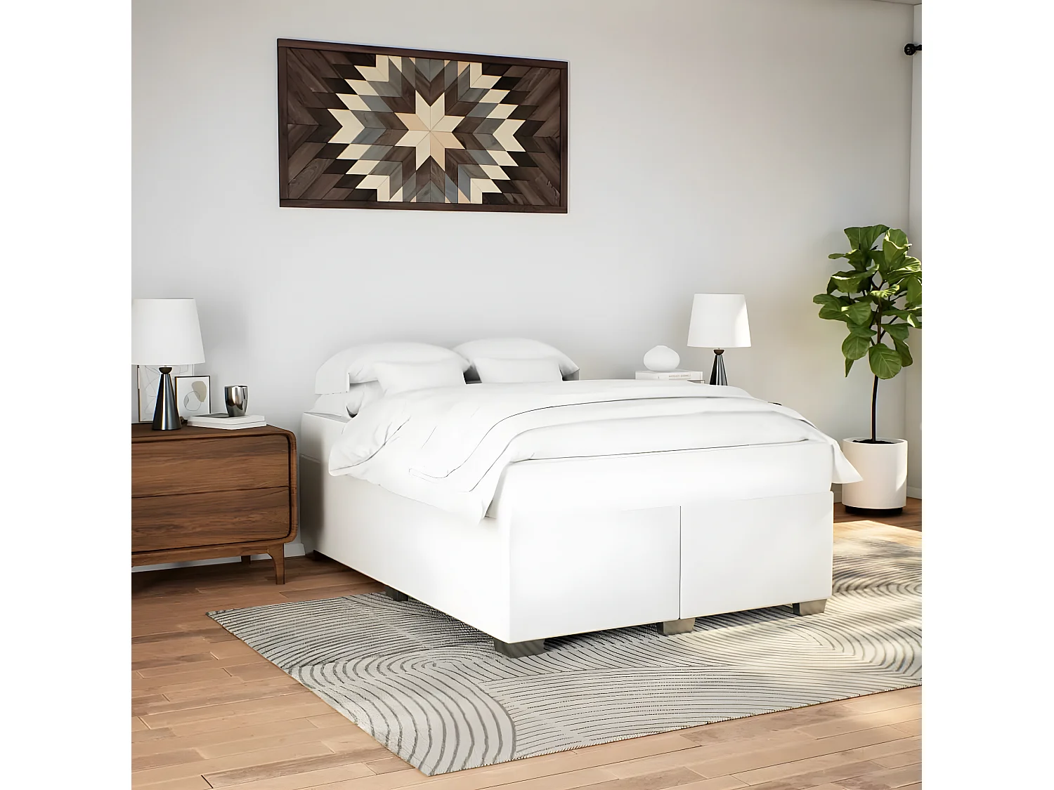 Cadre de lit Blanc 140x200 cm Similicuir