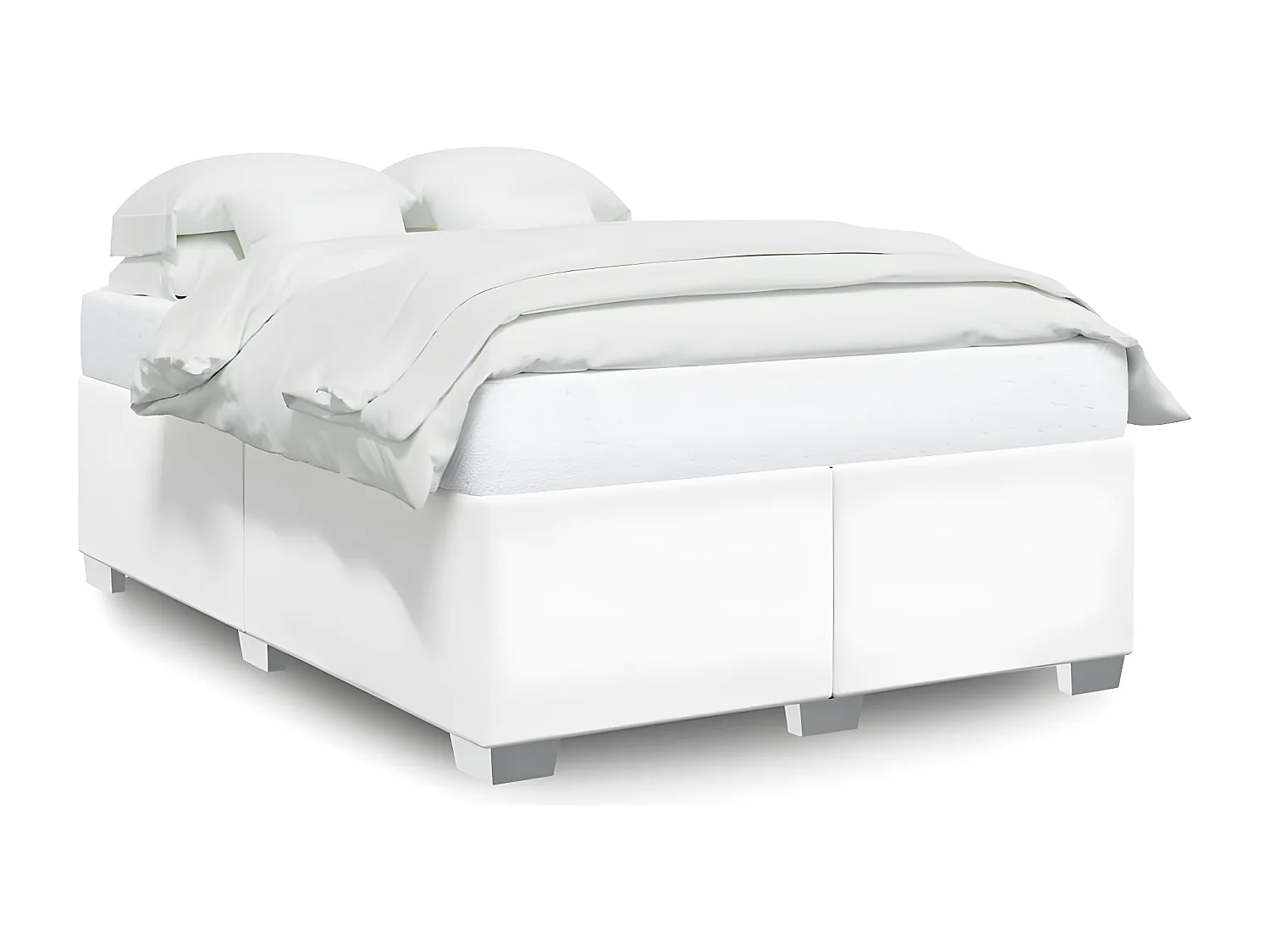 Estructura de cama de cuero sintético blanco 140x200 cm