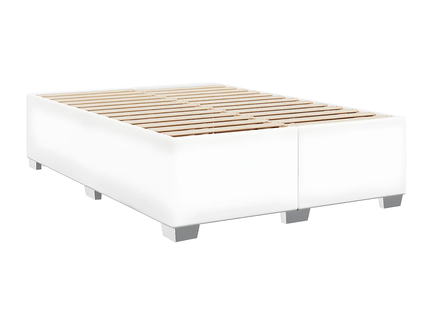 Estructura de cama de cuero sintético blanco 140x200 cm