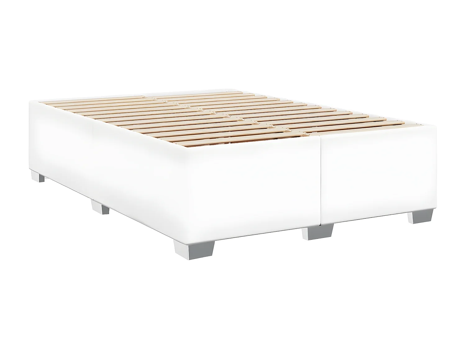 Estructura de cama de cuero sintético blanco 140x200 cm
