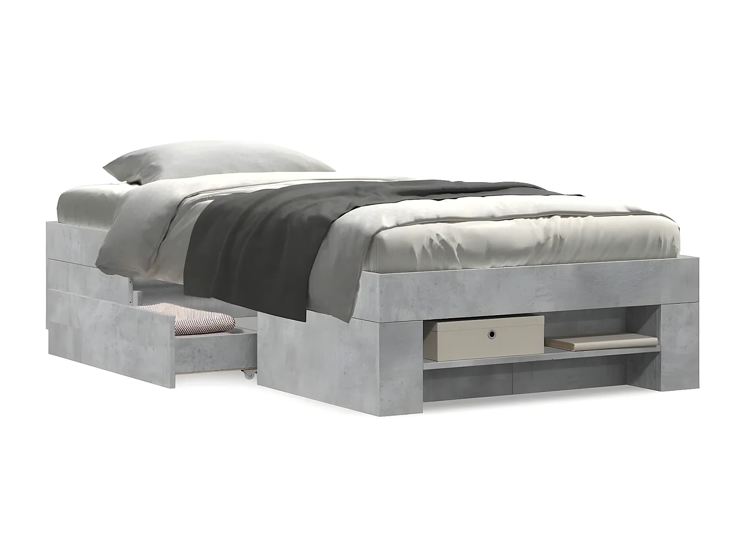 Estructura de cama madera de ingeniería gris hormigón 75x190 cm