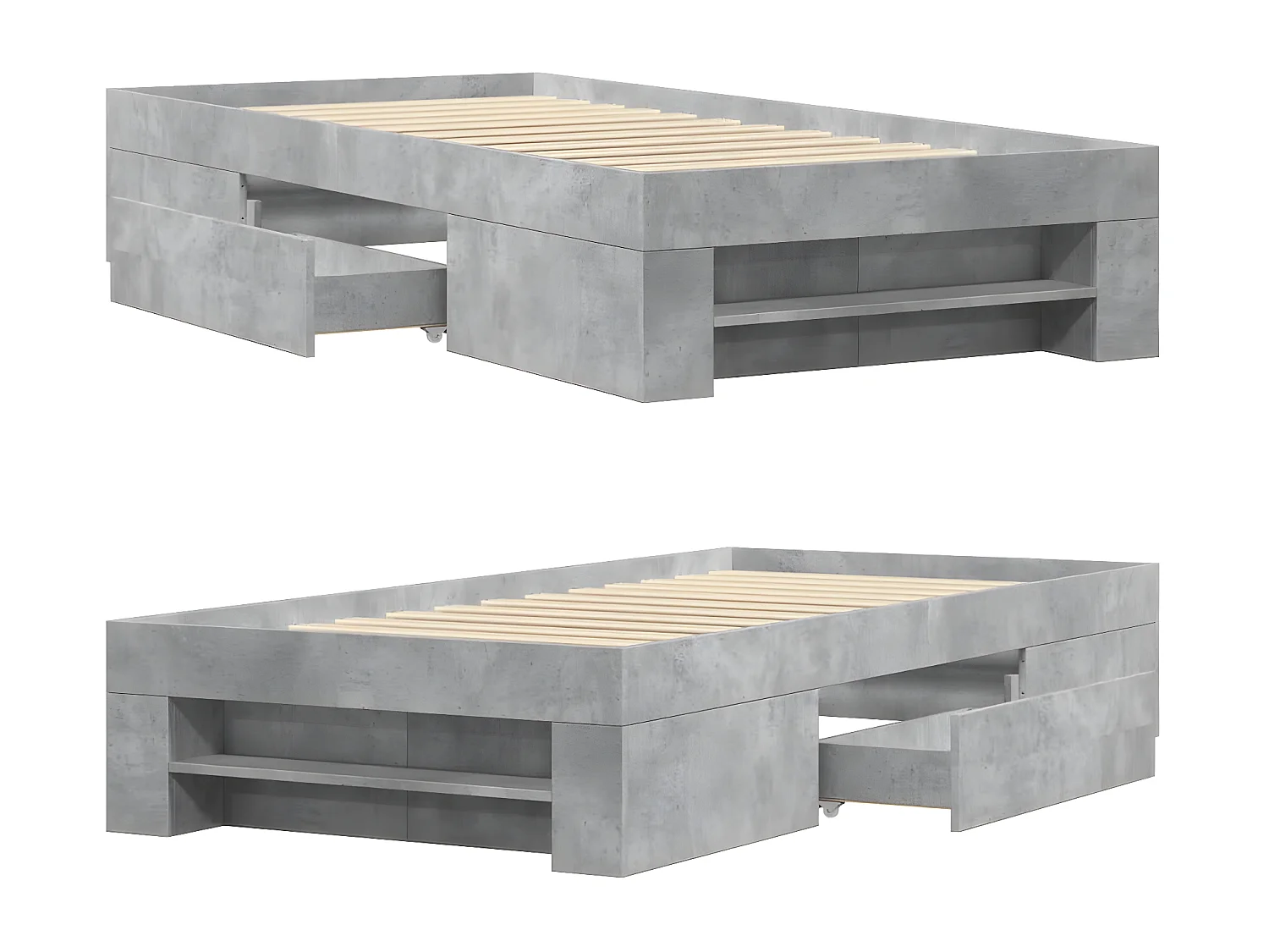 Cadre de lit gris béton 75x190 cm bois d'ingénierie