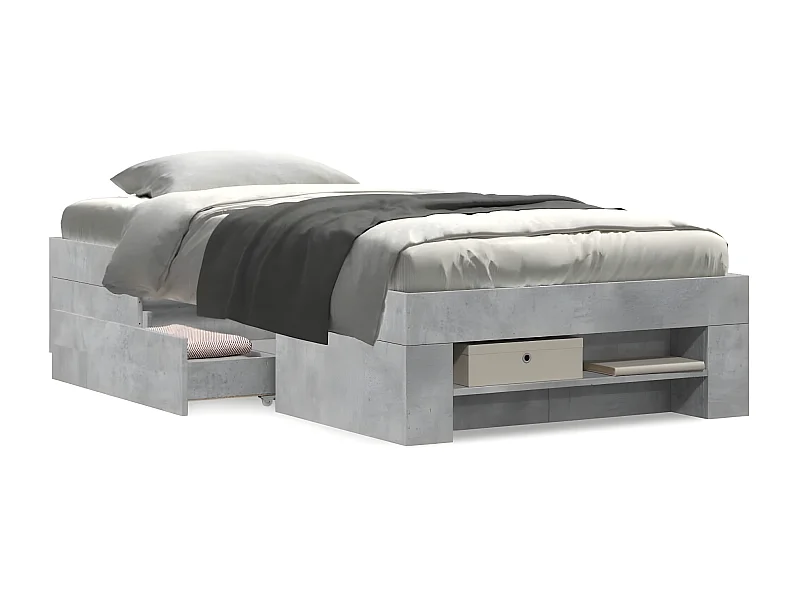 Estrutura de cama 75x190 cm derivados de madeira cinza cimento