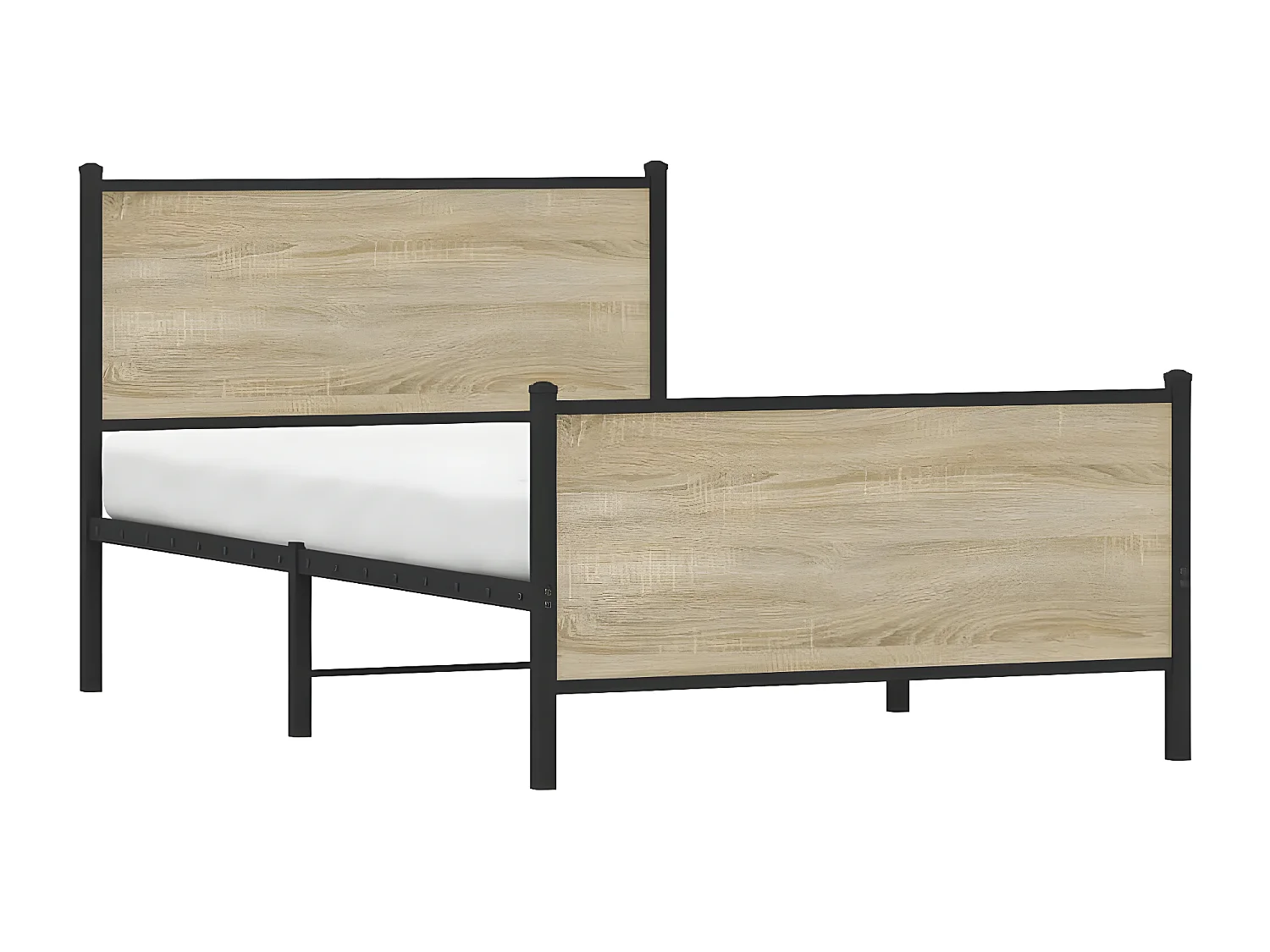 Cama con cabecero y pie de cama metal roble Sonoma 100x190 cm